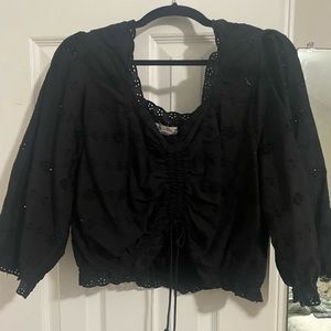 Black lace crop top